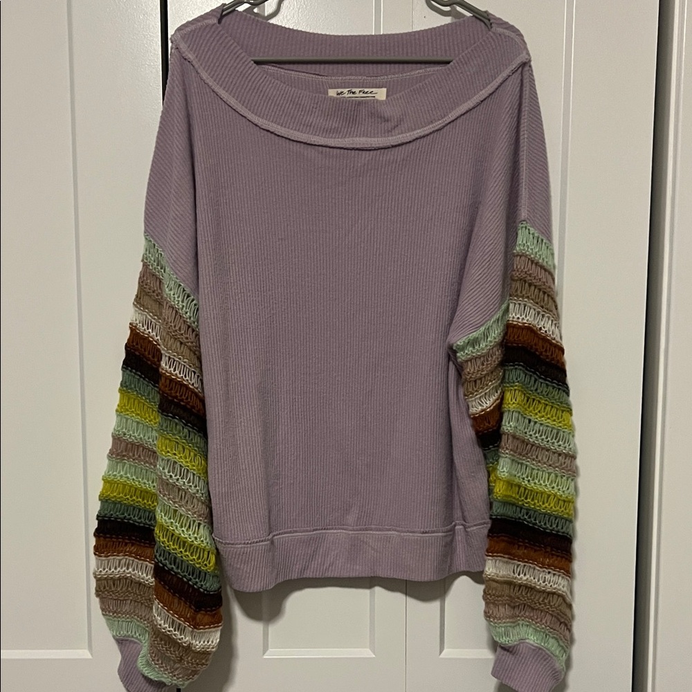 Hold For NIKKI We The Free Lavender and Multicolor Sleeve Sweater (M)